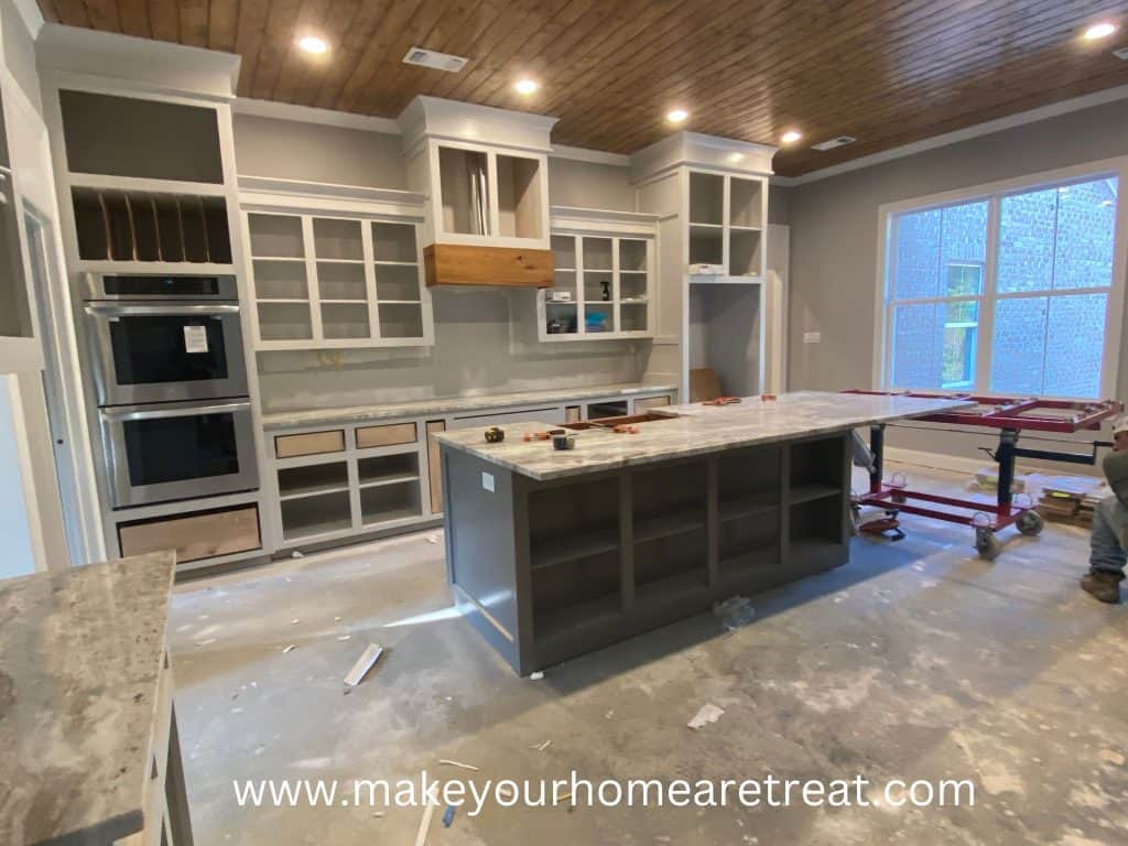 open concept kitchen under construction in new build